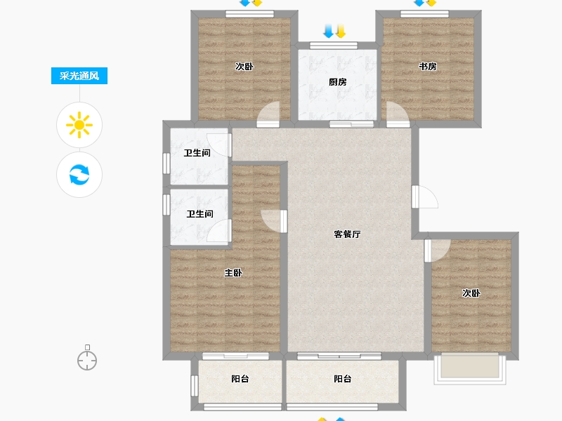 河北省-廊坊市-潮白河孔雀城瑞泽学府-113.51-户型库-采光通风