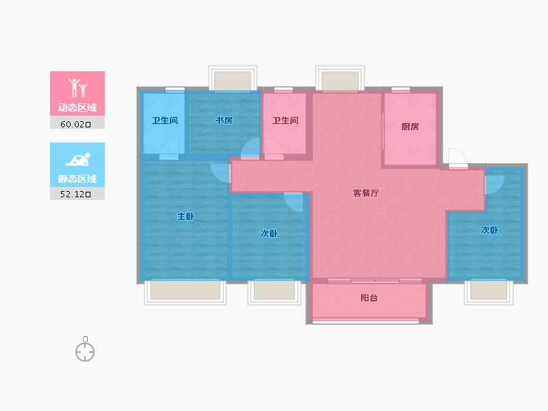 江苏省-南通市-启东绿地国际健康城-101.60-户型库-动静分区