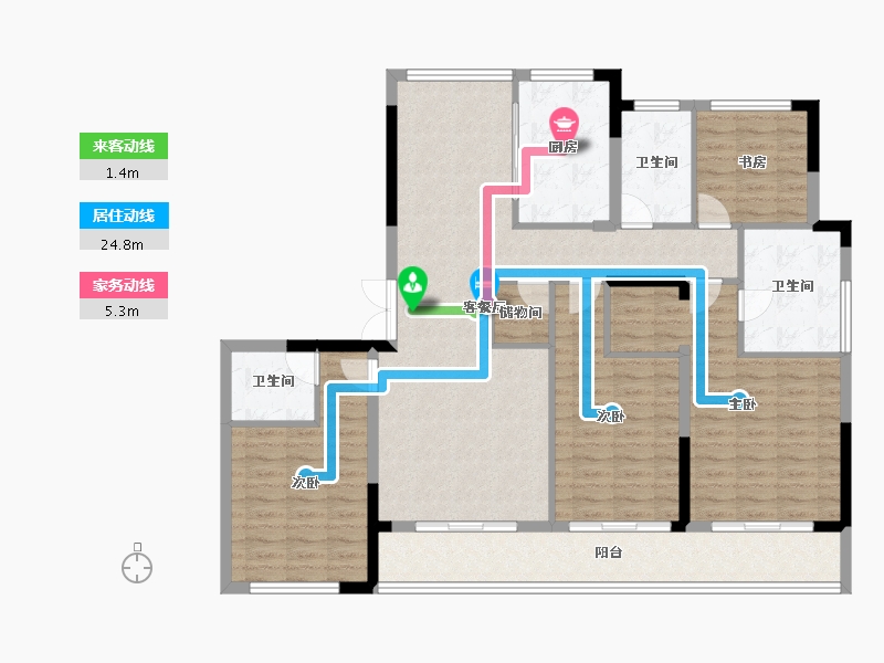 浙江省-嘉兴市-万城万杭府-128.00-户型库-动静线