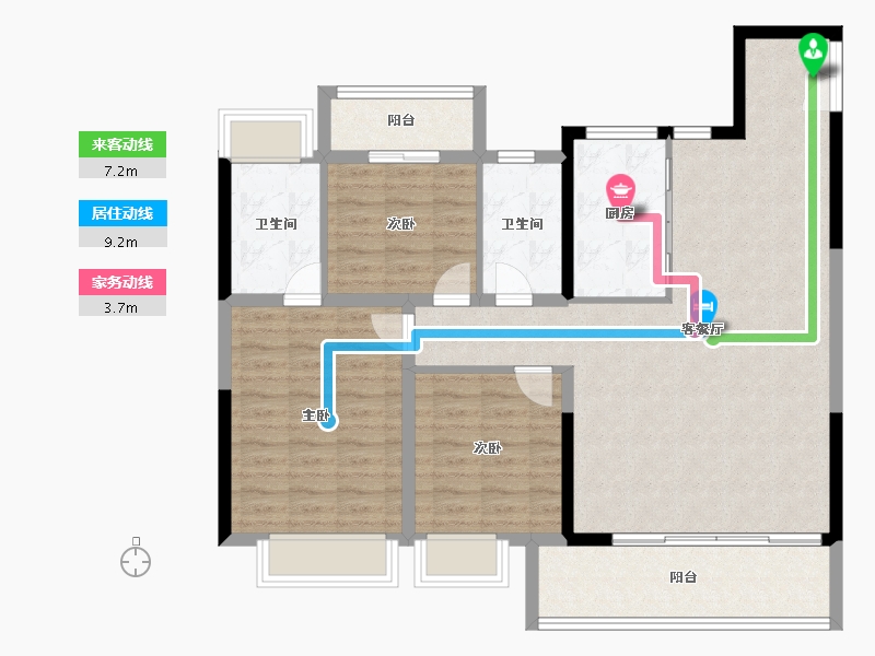 江苏省-南通市-东望府-104.00-户型库-动静线