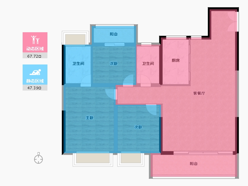 江苏省-南通市-东望府-104.00-户型库-动静分区