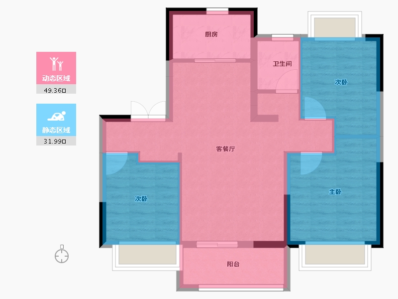 江苏省-南京市-福基凤滨嘉园二期-72.80-户型库-动静分区