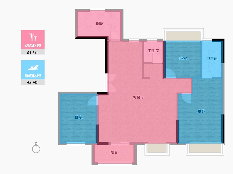 湖北省-襄阳市-东泰壹号院-102.87-户型库-动静分区