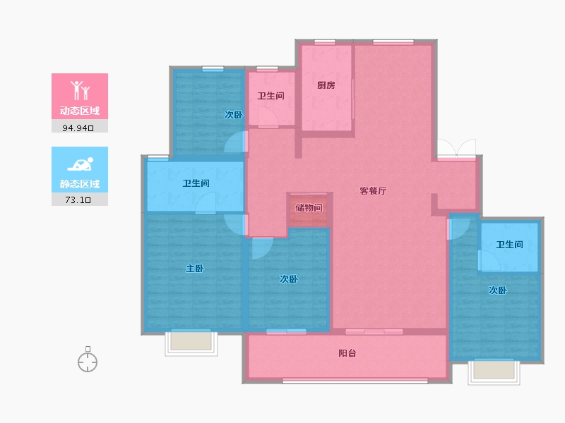 江苏省-南京市-河西金茂府-152.00-户型库-动静分区