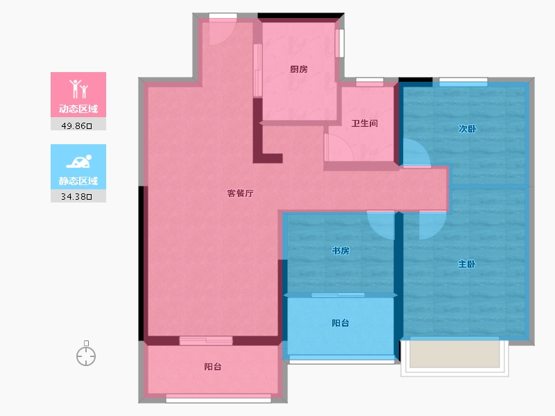 江苏省-南京市-宝能滨江府-74.40-户型库-动静分区