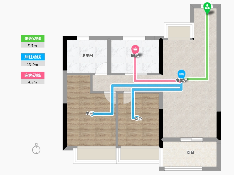 江苏省-南京市-新生圩宝龙广场-64.00-户型库-动静线