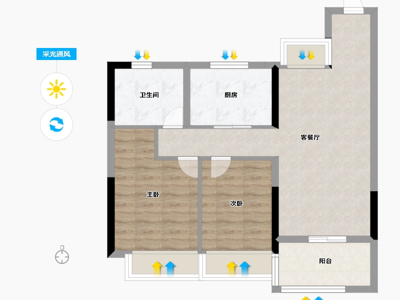 江苏省-南京市-新生圩宝龙广场-64.00-户型库-采光通风