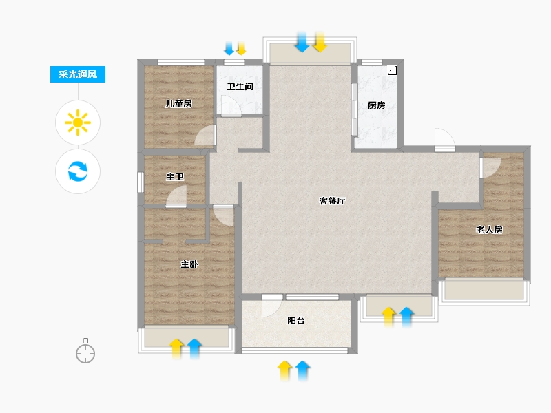 江苏省-南京市-颐居朗诗紫熙府-115.20-户型库-采光通风