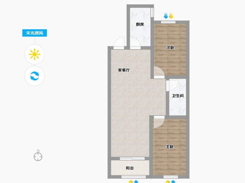 河北省-保定市-汇元·玖號院-69.33-户型库-采光通风