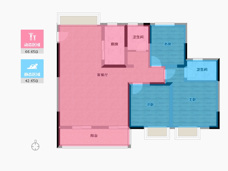 江苏省-南京市-宝能滨江府-97.60-户型库-动静分区