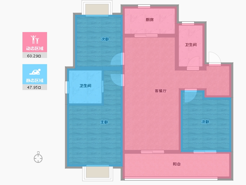 江苏省-南京市-鱼嘴润府-96.10-户型库-动静分区