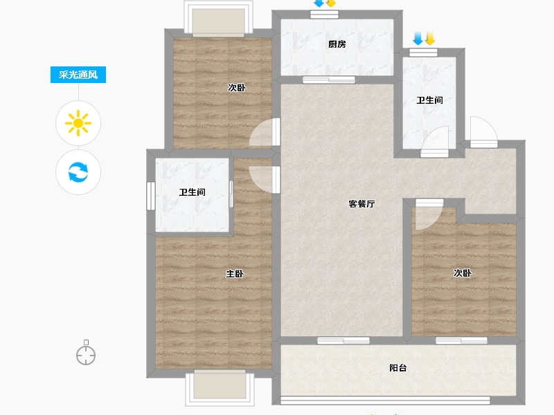 江苏省-南京市-鱼嘴润府-96.10-户型库-采光通风