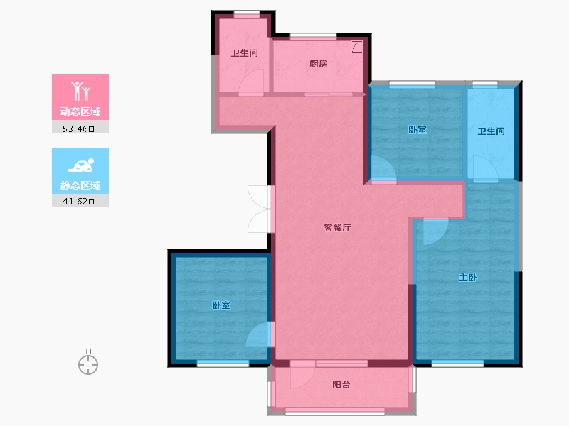 吉林省-长春市-力旺·荣禧-84.58-户型库-动静分区