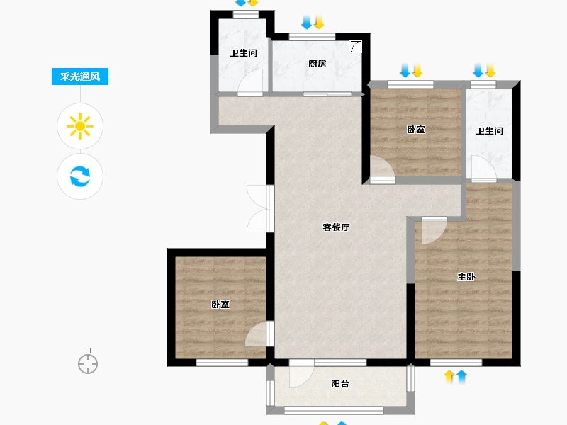 吉林省-长春市-力旺·荣禧-84.58-户型库-采光通风