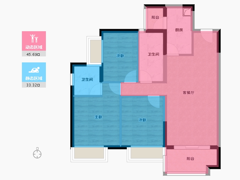 广东省-珠海市-保利碧桂园新城之光-69.82-户型库-动静分区