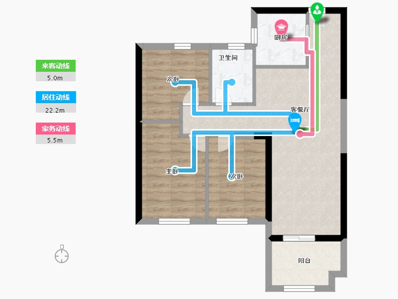 福建省-福州市-龙旺闽越水镇华府壹号-61.60-户型库-动静线