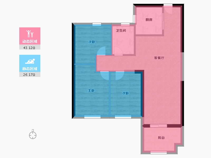 福建省-福州市-龙旺闽越水镇华府壹号-61.60-户型库-动静分区