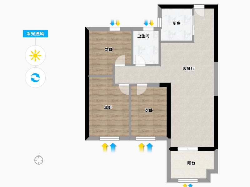 福建省-福州市-龙旺闽越水镇华府壹号-61.60-户型库-采光通风