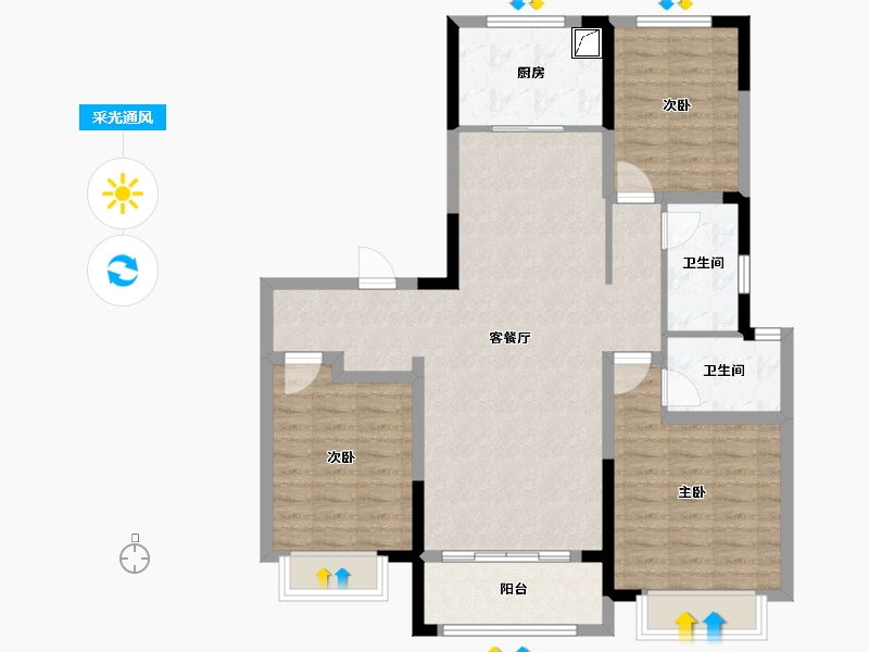 山东省-济南市-鑫苑御泉湾-100.00-户型库-采光通风