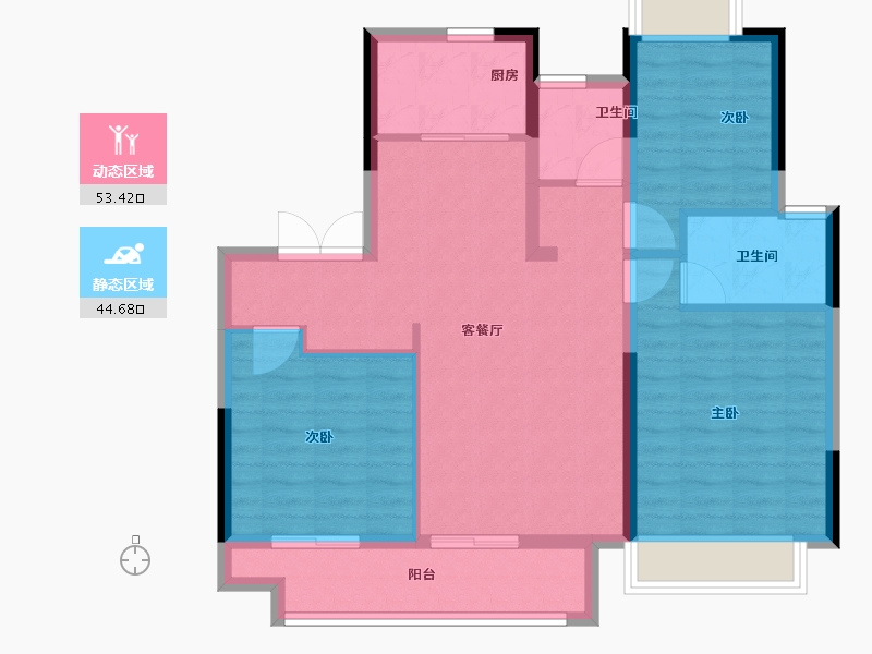 江苏省-南京市-福基凤滨嘉园二期-88.10-户型库-动静分区