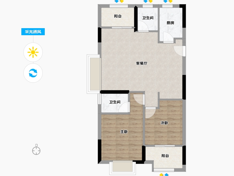 浙江省-嘉兴市-科大钱塘玉园-67.09-户型库-采光通风