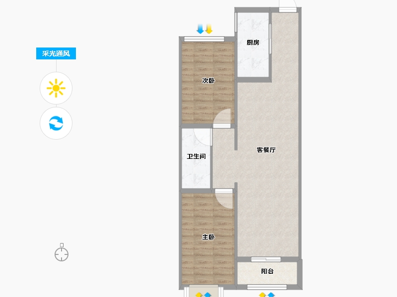 河北省-保定市-汇元·玖號院-73.36-户型库-采光通风