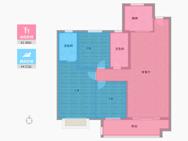 江苏省-南通市-如东中骏世界城-96.80-户型库-动静分区