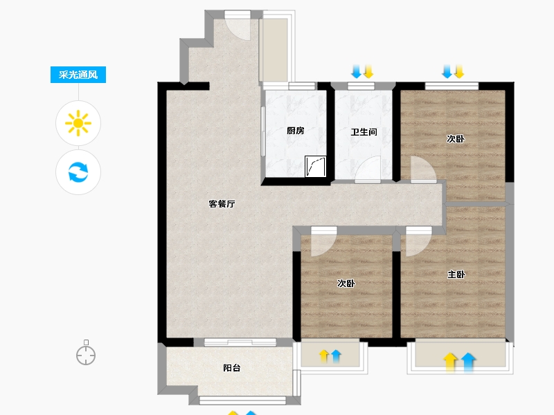 山东省-济南市-百脉悦府-80.80-户型库-采光通风