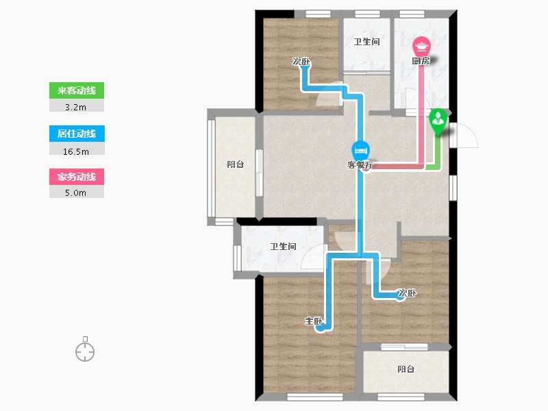 福建省-福州市-龙旺闽越水镇华府壹号-71.32-户型库-动静线