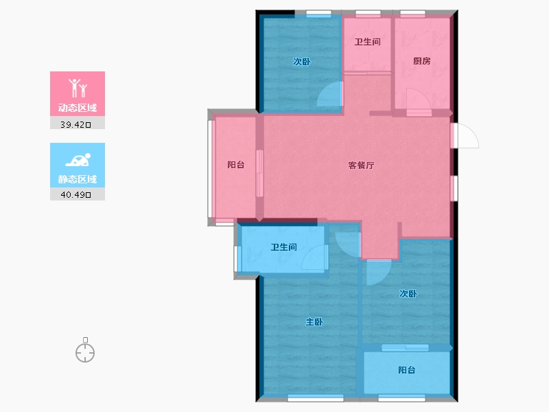 福建省-福州市-龙旺闽越水镇华府壹号-71.32-户型库-动静分区