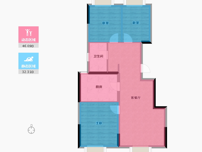 吉林省-长春市-中海锦城-70.40-户型库-动静分区