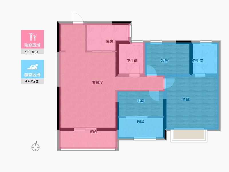 江苏省-南京市-宝能滨江府-86.24-户型库-动静分区