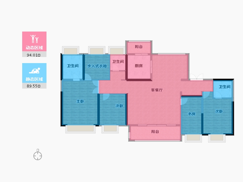 江苏省-南通市-东望府-166.40-户型库-动静分区