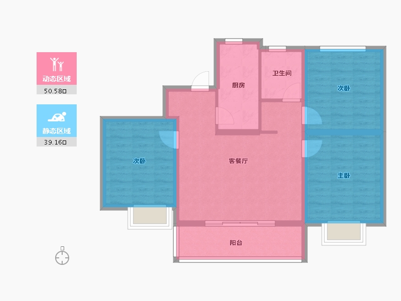 江苏省-南京市-鱼嘴润府-80.01-户型库-动静分区