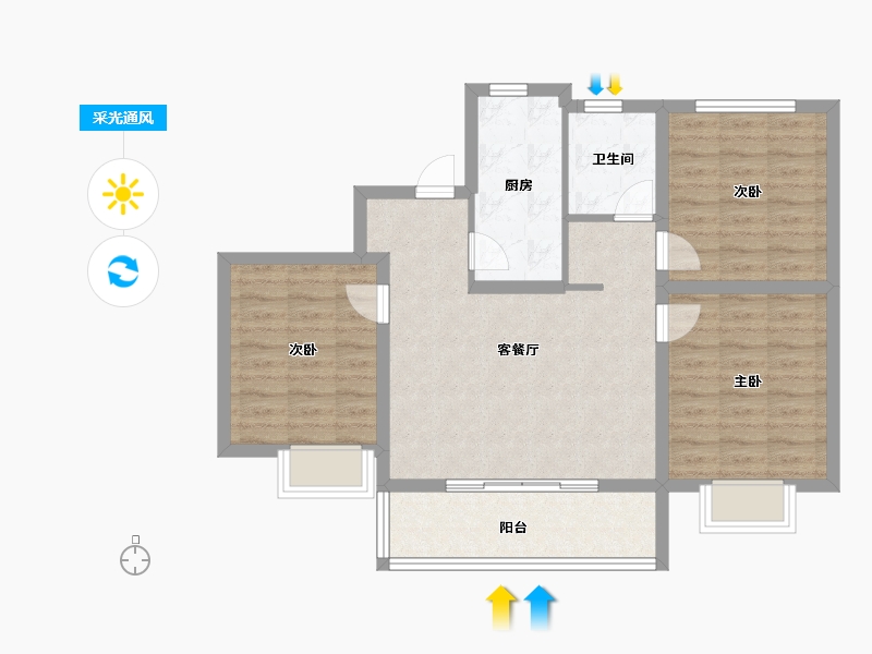 江苏省-南京市-鱼嘴润府-80.01-户型库-采光通风