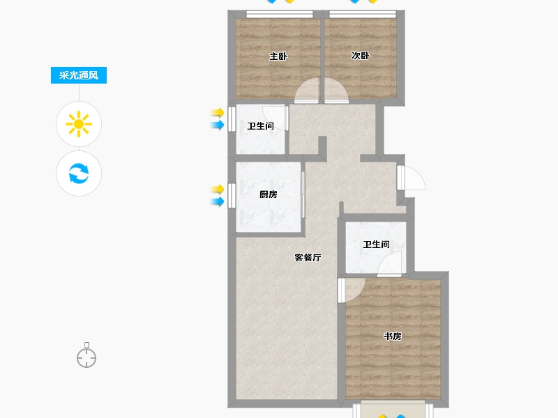 北京-北京市-招商中建·顺义臻珑府-64.00-户型库-采光通风