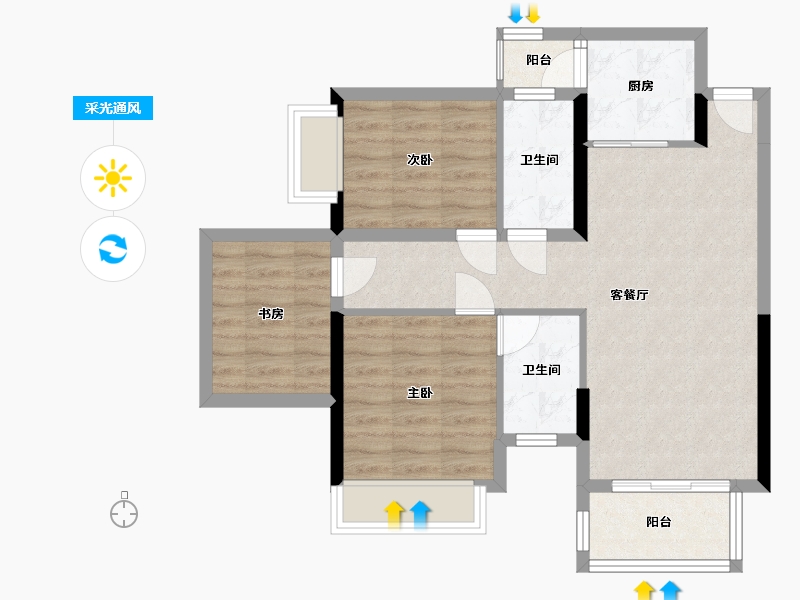 广西壮族自治区-南宁市-大都华园-89.00-户型库-采光通风