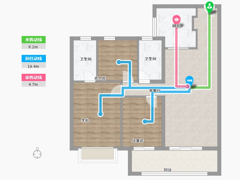 江苏省-南京市-雅居乐雅郡兰庭-84.00-户型库-动静线