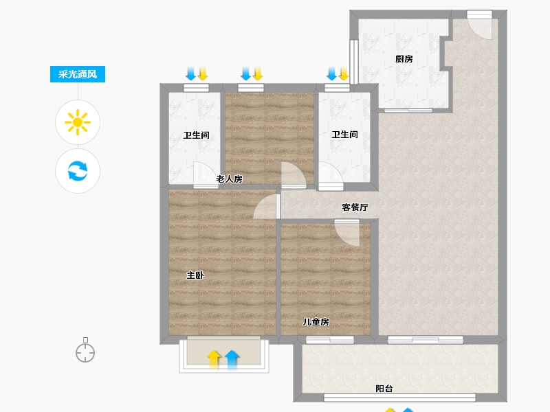 江苏省-南京市-雅居乐雅郡兰庭-84.00-户型库-采光通风