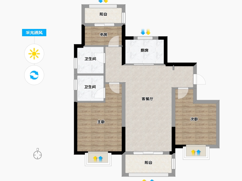 江苏省-南京市-深业青珑上府-78.41-户型库-采光通风