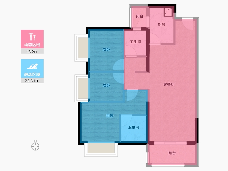 广东省-珠海市-保利碧桂园新城之光-68.37-户型库-动静分区