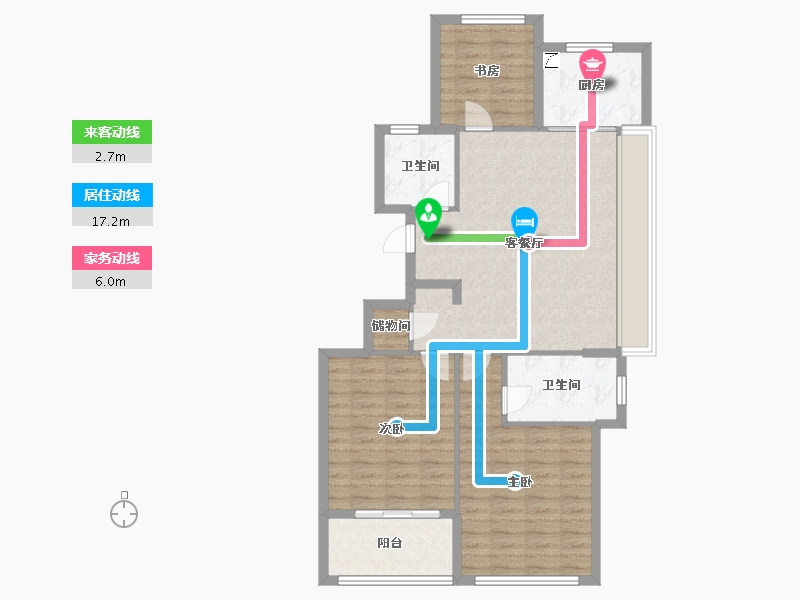 浙江省-杭州市-滨江半岛印象-94.00-户型库-动静线