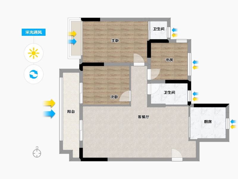 江苏省-扬州市-悦江湾-102.00-户型库-采光通风