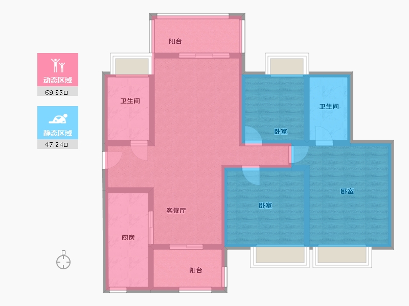 广东省-广州市-时代云来-74.69-户型库-动静分区