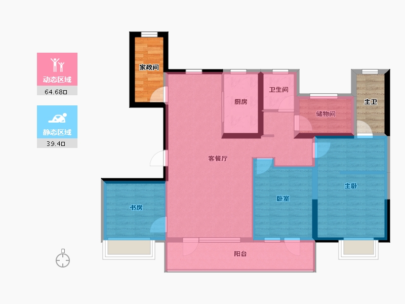 北京-北京市-路劲御和府-102.40-户型库-动静分区