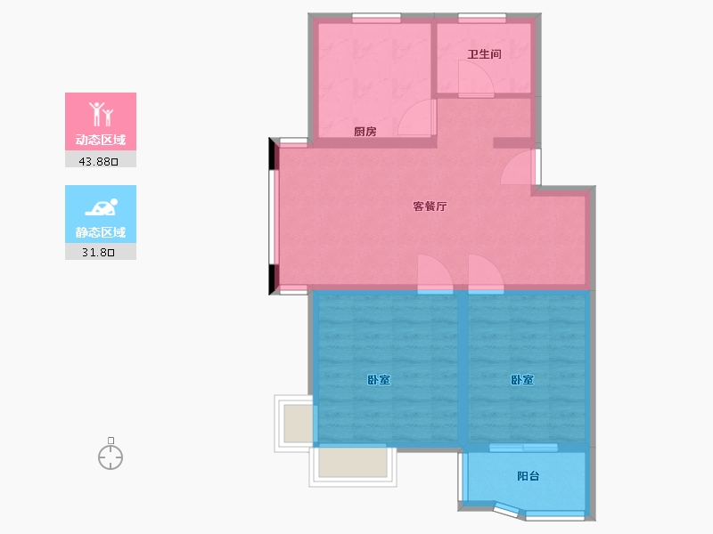 浙江省-杭州市-都市水乡·水映苑-67.49-户型库-动静分区