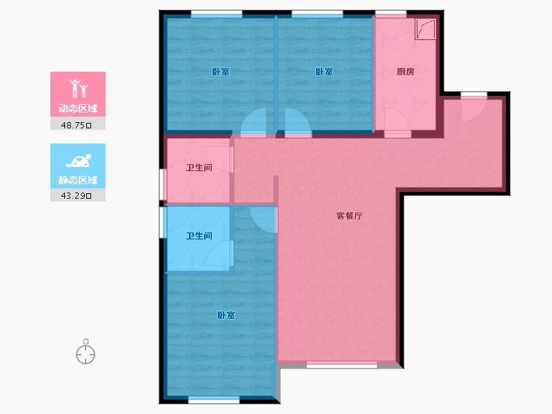 北京-北京市-禧瑞学府-82.64-户型库-动静分区