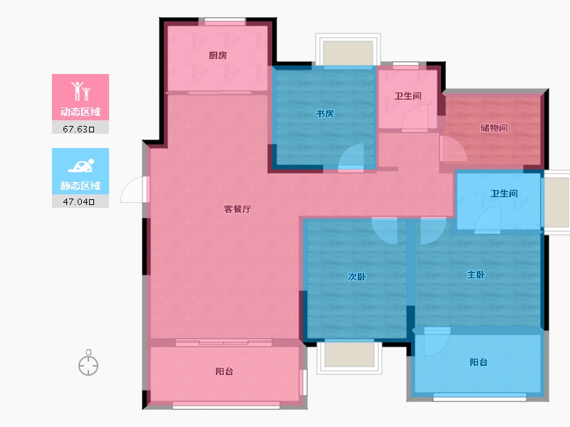 江苏省-南京市-熙悦-102.41-户型库-动静分区