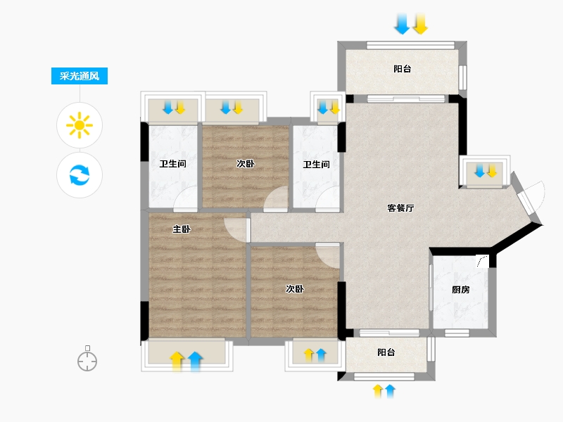 广东省-珠海市-佳源·印象西湖-82.40-户型库-采光通风