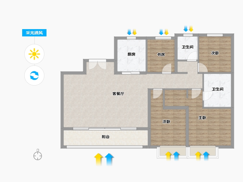 江苏省-南京市-花语熙岸府-110.40-户型库-采光通风